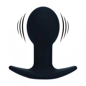 Single Bulb Vibrating Silicone Anal Plug - Black