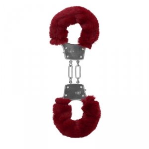 Furry Metal Hand Cuffs - Red