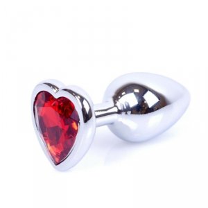 Plug-Jewellery Silver  Heart PLUG- Red