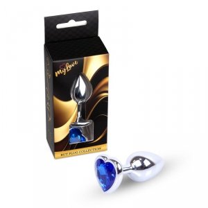 MyLove Toys - Jewellery Silver  Heart PLUG- Dark Blue