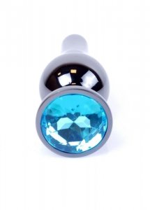 Plug-Jewellery Dark Silver BUTT PLUG- Light Blue