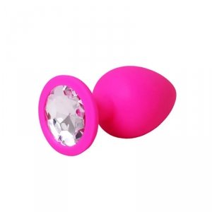 Pink large butt plug with white crystal