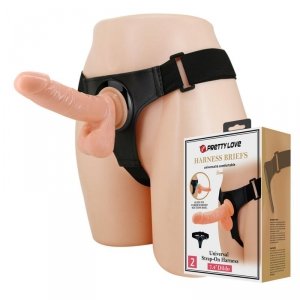 PRETTY LOVE - HARNESS BRIEFS- Tom, Universal Strap-On, 7.4&#039;&#039; Dildo