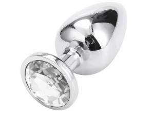 STALOWY KOREK ANALNY Z PIĘKNYM WYKOŃCZENIEM W POSTACI KRYSZTAŁKA WTYCZKA