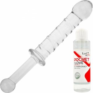 SZKLANE DILDO POCHWOWO-ANALNE PAŁKA PENIS ZE SZKŁA PLUG DO PIESZCZOT