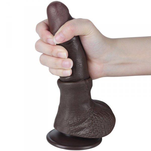 7.5&#039;&#039; Sliding Skin Dual Layer Dong Black