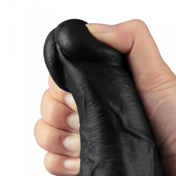 10.5" REAL SOFTEE Rechargeable TPE Vibrating Dildo(Black)