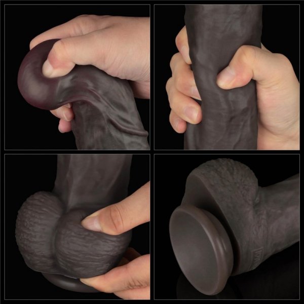 14.5&#039;&#039; Dual Layered Bendable Silicone Cock XXL(Black)