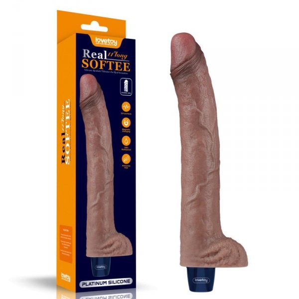 11&quot; REAL SOFTEE Rechargeable Silicone Vibrating Dildo