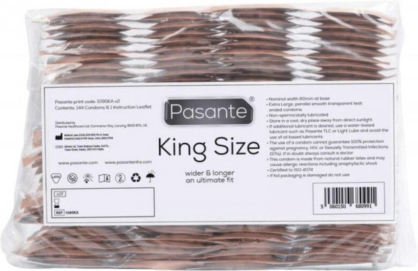 Pasante King Size Condoms Bulk Packs 144 pcs