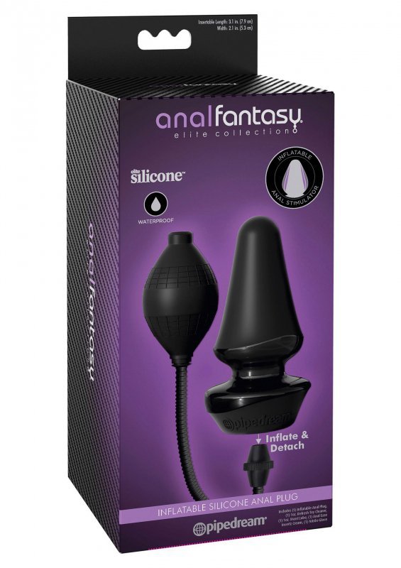 Inflatable Silicone Butt Plug Black