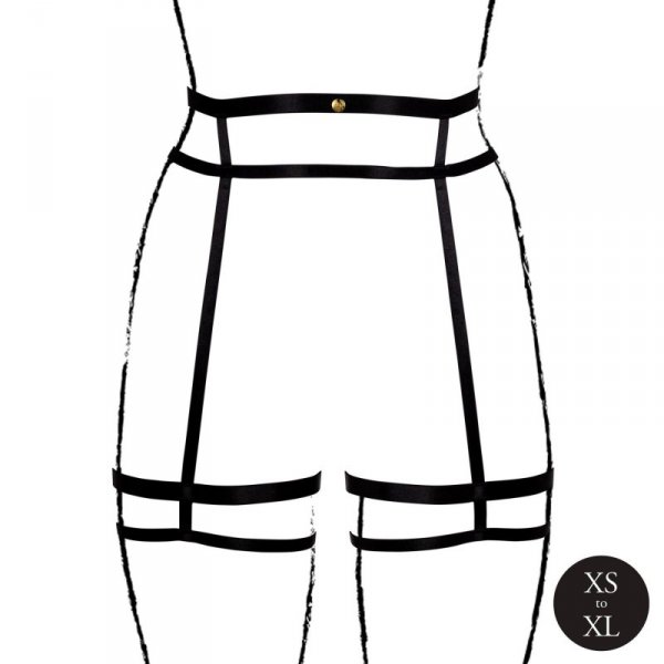 Double Strap Garter Belt with Adjustable Sliders - One Size - Black