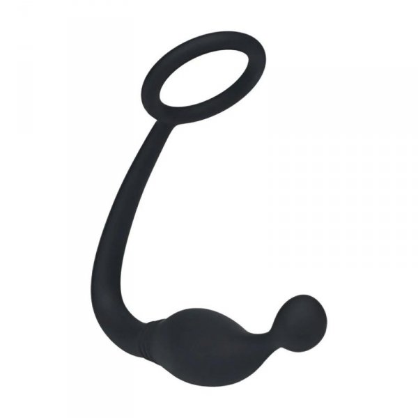 Silicone Cockring with Prostate Stimulator - S - Black