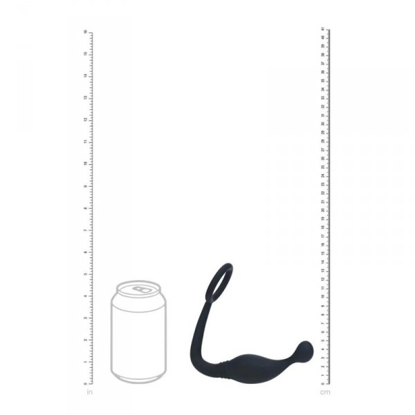 Silicone Cockring with Prostate Stimulator - L - Black