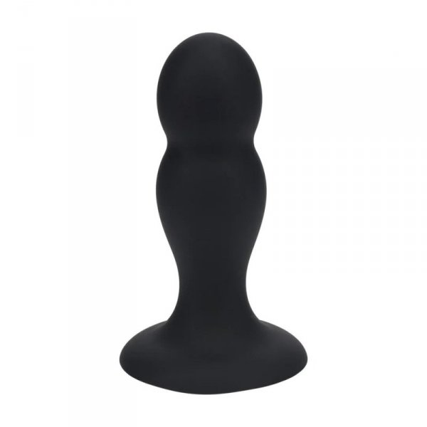 Double Rattle Liquid Silicone Anal Plug - M - Black