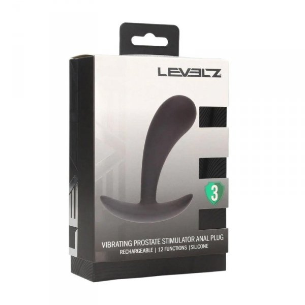 Vibrating Silicone Prostate Stimulator Anal Plug - S - Black