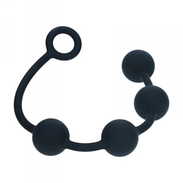 Round Silicone Anal Balls - L - 40mm - Black