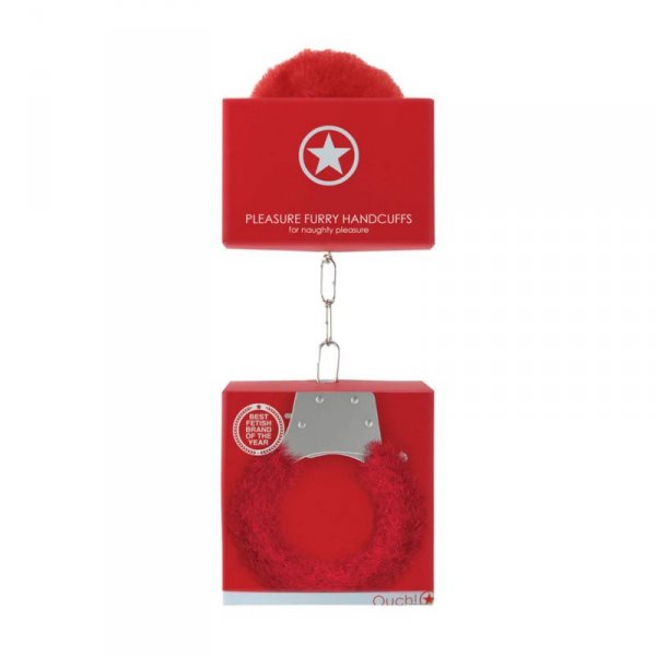 Pleasure Handcuffs Furry Red