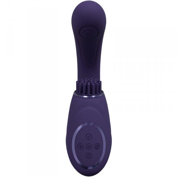 Gen - Rechargeable Triple Action G-Spot Vibrator with Pulse Wave  and Vibrating Bristles - Purple