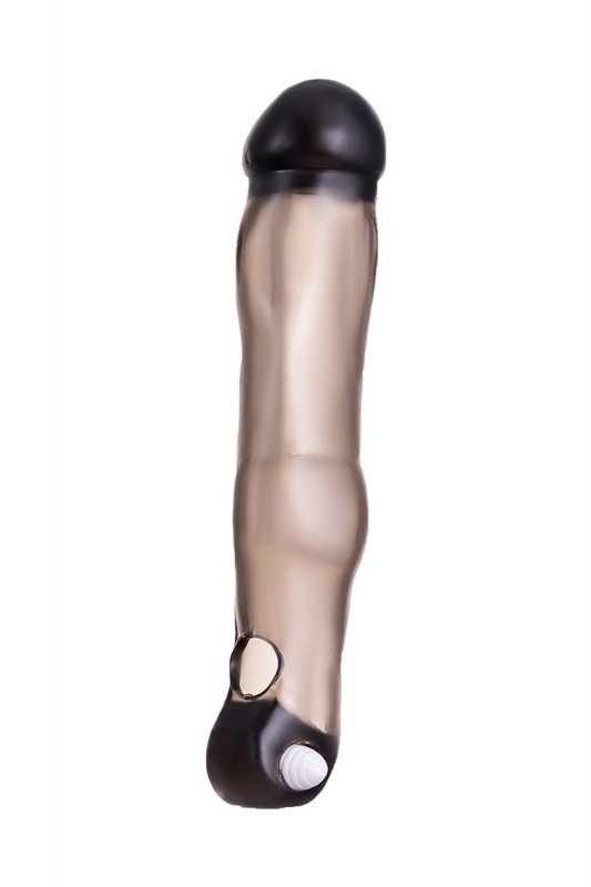 xToyFa XLover, Penis Sleeve, for increase in size with vibration, TPE, transparent black, 19.4 cm
