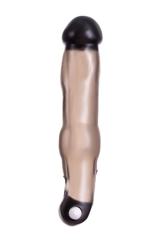 xToyFa XLover, Penis Sleeve, for increase in size with vibration, TPE, transparent black, 19.4 cm