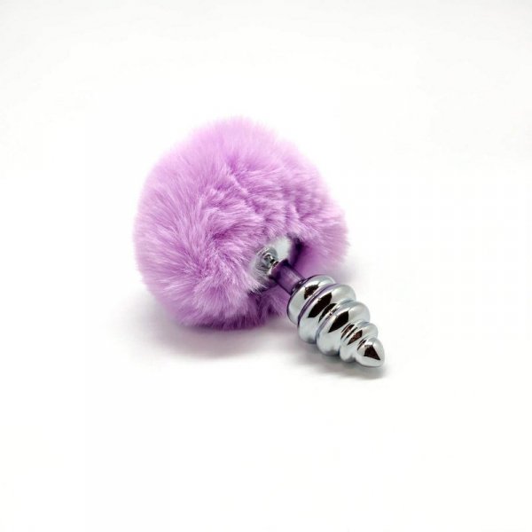 Metal Anal Fluffy Twist Plug S pink