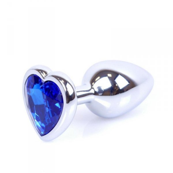 MyLove Toys - Jewellery Silver  Heart PLUG- Dark Blue