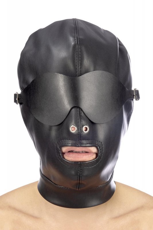 PU FETISH MOUTH HOOD
