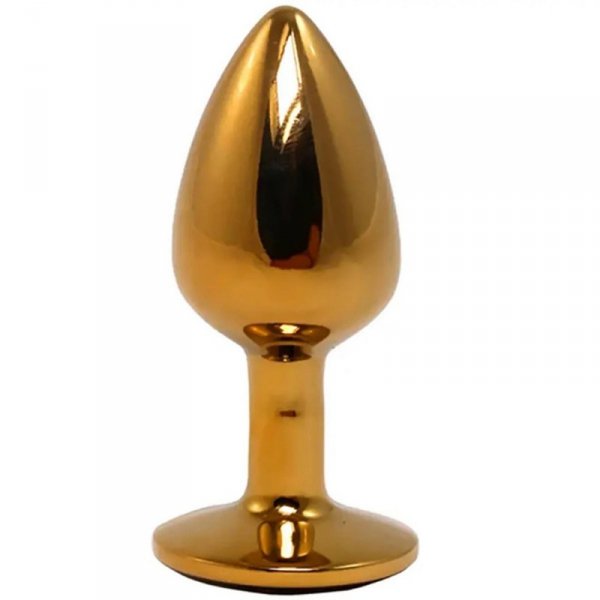 Gold Small Butt Plug with Black Diamond