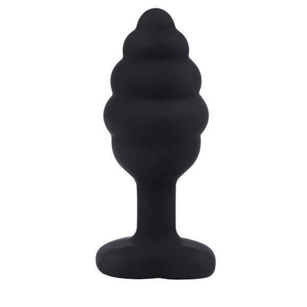 BUTT PLUG Black ribbed small