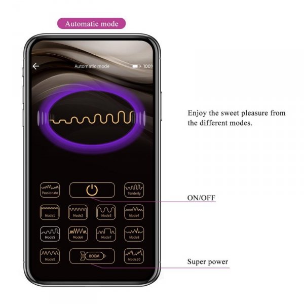 PRETTY LOVE - August, Mobile APP Long-distance Control 12 vibration functions, ABS Silicone, USB rechargeable