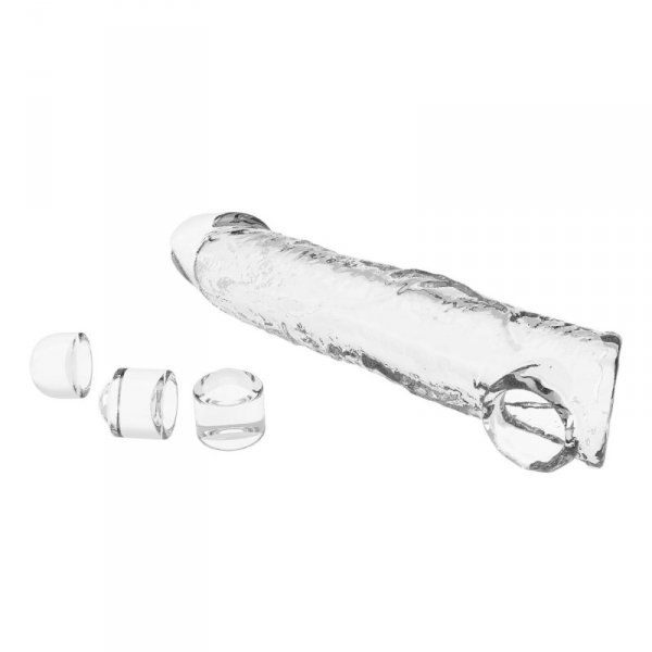 Pretty Love Extension Penis Sleeve with Modular Length Blocks – Clear – 26 cm