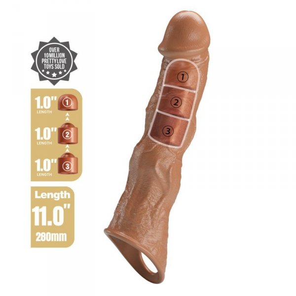 Pretty Love Extension Penis Sleeve with Modular Length Blocks Brown – 28 cm
