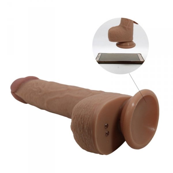 PRETTY LOVE - Tommy 8,9&#039;&#039; Light Brown, 3 vibration functions 3 thrusting settings Suction base Wireless remote control