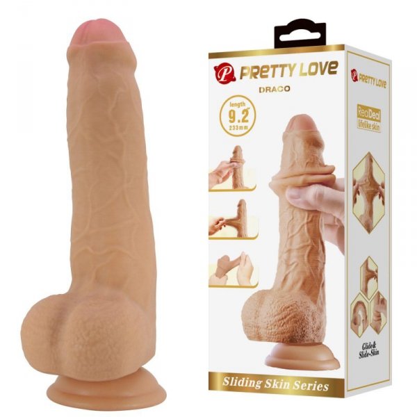 PRETTY LOVE - DRACO 9.2&quot;(233mm) Sliding Skin Series TPR, Suction base