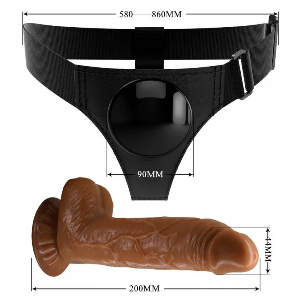 PRETTY LOVE - HARNESS BRIEFS- Micheal, Universal Strap-On, 7.0&#039;&#039; Dildo
