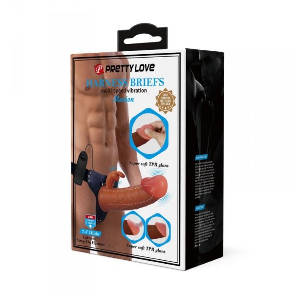 PRETTY LOVE - Marion, Universal Strap-On Harness, Dildo 7.4&#039;&#039;TPR, multi-speed vibration