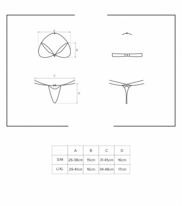 Biustonosz damski i piękne czerwone stringi komplet 2-częściowy czerwony L/XL 838-SET-3