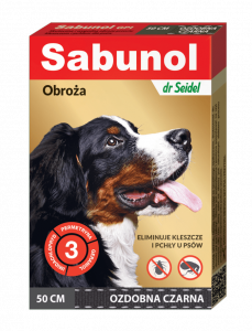 SABUNOL GPI obroża ozdobna czarna przeciw kleszczom i pchłom dla psów 50 cm