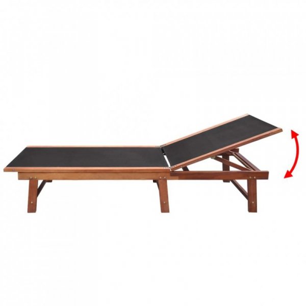 Leżaki ze stolikiem, 2 szt., lite drewno akacjowe i textilene