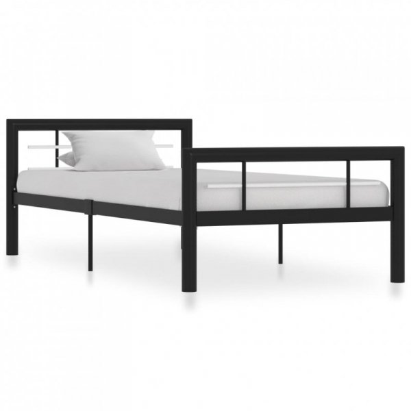 Rama łóżka, czarno-biała, metalowa, 90 x 200 cm
