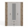 SZAFA AVA 150 CM LUSTRO 2 SZUFLADY RYFLOWANY FRONT DĄB EVOKE KASZMIR BEŻ