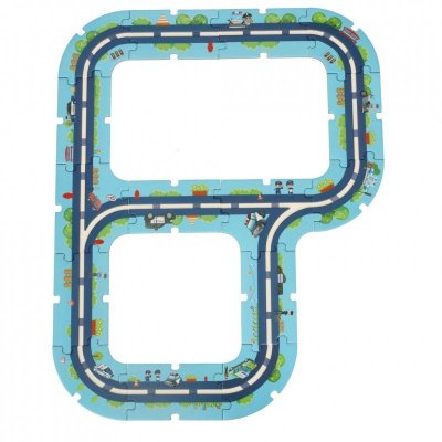 Tor samochodowy puzzle policja auto z napędem znaki drogowe ulica miasto 47 elementów