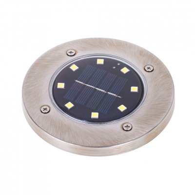 Lampy ogrodowe solarne najazdowe gruntowe czujnik zmierzchu wbijane świecący dysk 8LED 4szt. ciepły biały