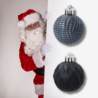 Zestaw 16 Eleganckich Bombek Kamai Christmas Decoration® o Średnicy 4 cm – Kolor Antracyt