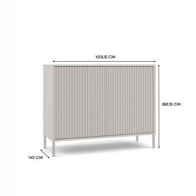Komoda KAMARO 2D SLIM KASZMIR Lamele Front Ryflowany