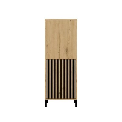 Witryna KAMARO 2DK SLIM/GŁADKI DĄB ARTISAN Lamele Front Ryflowany + Klasyczny
