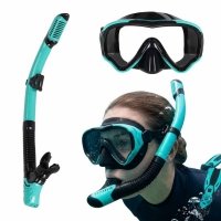 Maska do snurkowania okulary rurka fajka zestaw niebiesko-czarny 