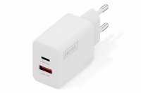 Ładowarka sieciowa/zasilacz USB 20W, 1x USB-C, 1x USB-A, biała 