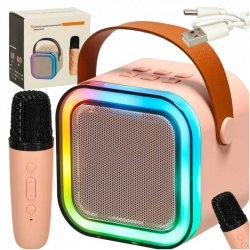 Głośnik do karaoke z mikrofonem różowy